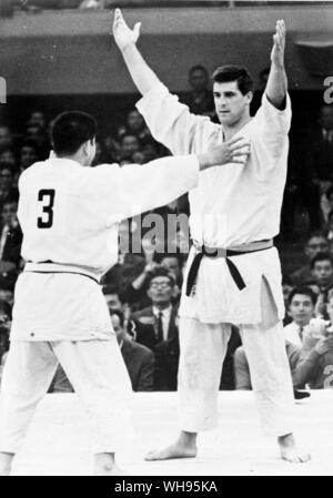 Japan, Tokyo Olympic Games, 1964: Judo the all weight division match between A Geesink and A Kaminaga Stock Photo