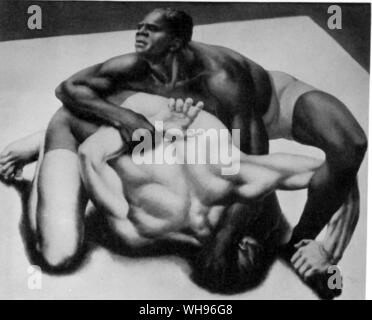 Painting called Struggle by Ruth Miller (United States) which won second prize in the Olympic art contest Olympic Games Los Angeles 1932 Stock Photo