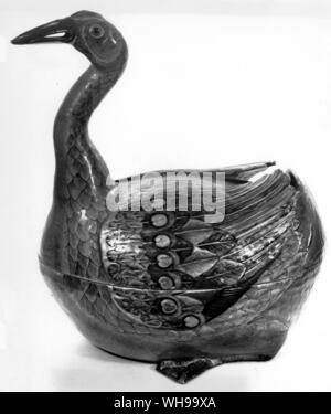 Tureen in the shape of a goose, Chinese, 18th century.  Probably copied from a Strasbourg original. Stock Photo