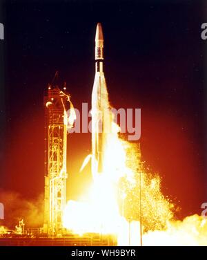 Space/ Launches. Mariner spacecraft launch destroyed 290S after take off. Stock Photo