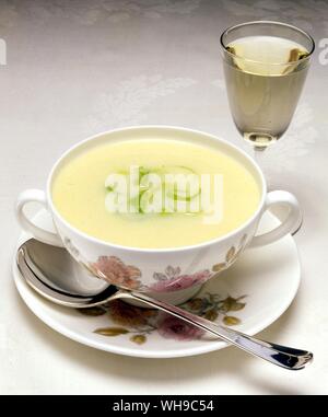 soup and glass of wine Stock Photo