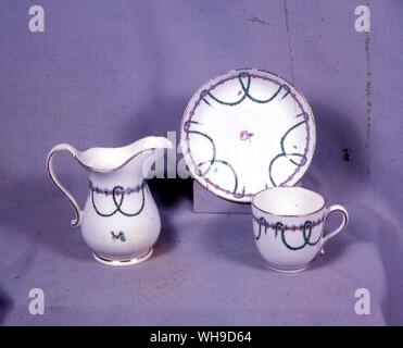Chelsea Derby milk jug cup and saucer 1775 Stock Photo
