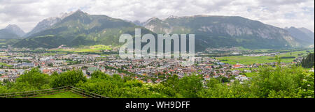 View of Schwaz from view above the town, Schwaz, Tyrol, Austria, Europe Stock Photo