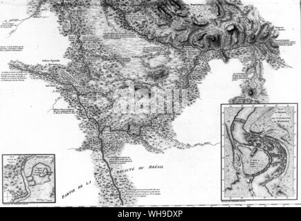 Humboldt's map of the Casiquiare canal from his Atlas geographique et physique du Nouveau Continent. Stock Photo