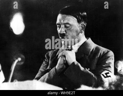 Nazi party leader, Adolf Hitler (1889-1945) and German dictator makes an oratory, which was a mixture of mediocrity and genius. Stock Photo