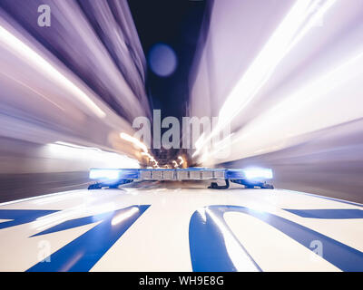 Police patrol lights on car roof, Madrid, Spain Stock Photo