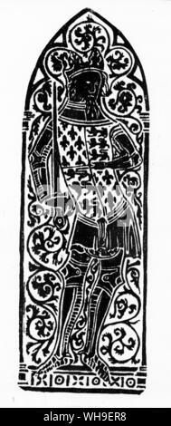 King Edward III (1312-1377). Brass rubbing of the English King from 1347 by John Henderson at Parish Church, Elsing, Norfolk. Stock Photo