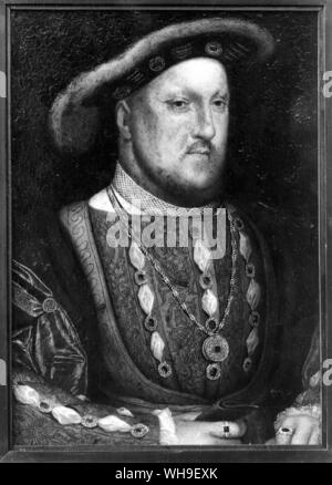King Henry VIII (1491-1547), King from 1509. Painting by Holbein. Stock Photo