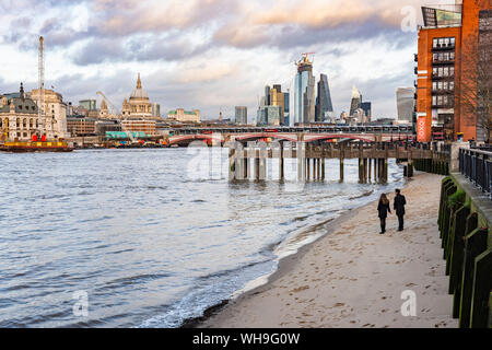 South Bank beach, Southwark, London, England, United Kingdom, Europe Stock Photo