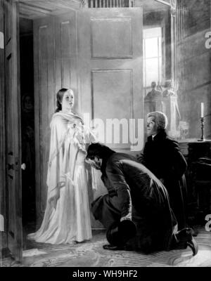 Queen Victoria (1819-1901),Queen of Great Britain and Northern Ireland from 1837 by Henry Ranworth Wells, signed and dated 1880. Kneeling figures of Lord Conyngham and the Archbishop of Canterbury. Stock Photo