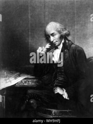 James Watt ( (1736-1819), Scottish engineer who developed the steam engine in the 1760s. Aged 57 yrs old by S. W. Reynolds. Stock Photo