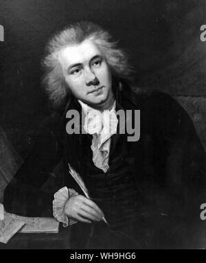 Portrait of William Wilberforce (1759-1833), English reformer who was instrumental in abolishing slavery in the British Empire. By John Rising in 1789 at Wilberforce House, Hull. Stock Photo