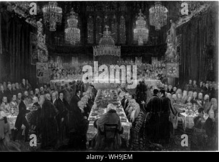 The Banquet given by the corporation of London for the Prince Regent and guests in the Guildhall 18 June 1814 Stock Photo