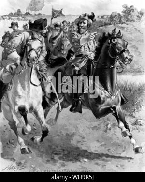 General James Ewell Brown Stuart known as Jeb Stuart 1833-64  ride around George McClellan June 1862 Stock Photo