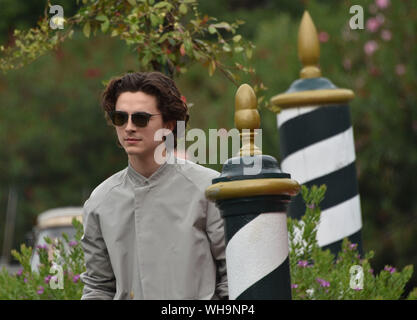 VENICE, Italy. 02nd Sep, 2019. Timothée Chalamet arrives at the 76th Venice Film Festival at Sala Casino on September 02, 2019 in Venice, Italy. Credit: Andrea Merola/Awakening/Alamy Live News Stock Photo