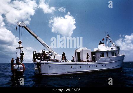 Underwater Diving Divers at work Stock Photo