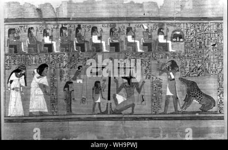 The judgement after death of ancient Egyptian belief, when the conscience is weighed in the Hall of Truth, from the Papyrus of Ani Stock Photo