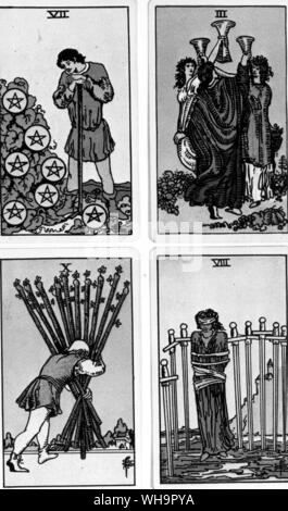 Tarot card - The Two of Batons, from a 15th century German pack (bottom left) Stock Photo