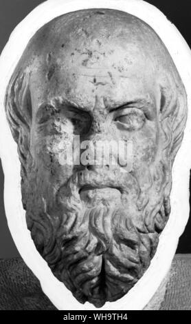 A bald and bearded intellectual, perhaps Herodotus, copied from a work of the classical period. Stock Photo