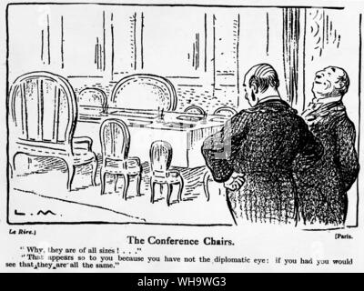 WW1/ 'The Conference Chairs.' Satirical cartoon. French from Le Rire. Stock Photo