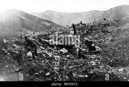 WW1: La Fanteria during the assault on enemy positions. Stock Photo