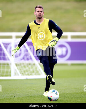 England Goalkeeper Tom Heaton during a training session at St George's Park, Burton. Stock Photo