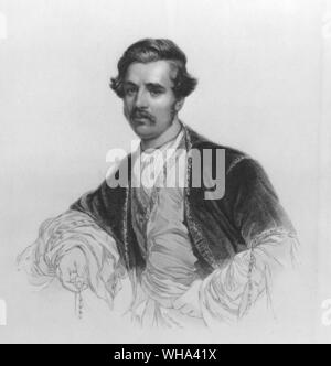 Sir Austen Henry Layard (1817 - 1894), one of the leading British archaeologists of the nineteenth century. In 1846, Layard led the team that excavated the ancient city of Nineveh. Stock Photo