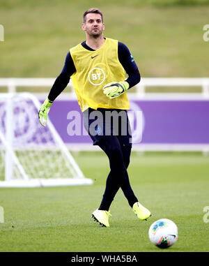 England Goalkeeper Tom Heaton during a training session at St George's Park, Burton. Stock Photo
