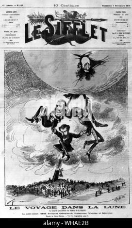 Le Voyage dans la Lune. Opera by Offenbach, Leterrier, Vanloo and Mortier. Caricature of Henry Meyer in the Sifflet 7th November 1875 Stock Photo
