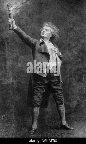 The actor Frederick Lemaitre as Pere Gechette after a photograph by Etienne Carjat. Parisian Etienne Carjat (1828-1906) has not been recorded by history as a camera manufacturer, but rather as an artist: a talented caricaturist and portrait photographer. His name often appears along with those of Disderi and Nadar when one reads of the most well-known and influential Paris photographers of the mid-1800s. Carjat, like Disderi, photographed many of the celebrities of the time (i.e., politicians, painters, sculptors, writers, poets, musicians, actors) in his studio.. Lemaitre was still acting Stock Photo