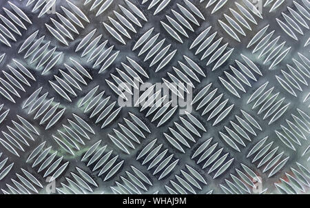 Metal sheet with volume ornament for use as an anti-slip coating. Metal sheet background and texture. Stock Photo