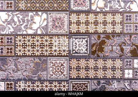 Ceramic tiles with colored ornaments. Background and texture of ceramic tiles. Stock Photo