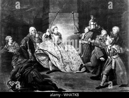 David Garrick as Sir John Brik in the Provoked Wife. by Johann Zoffany 1735-1810. Stock Photo