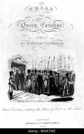 The Trial of Queen Caroline. Caroline enters the House of Lords on HEr Trial 1820. Stock Photo