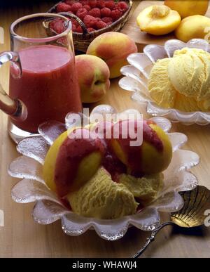 French Recipes By Jill Pound-Corner.. . Peche Melba.. Peach Melba. Stock Photo