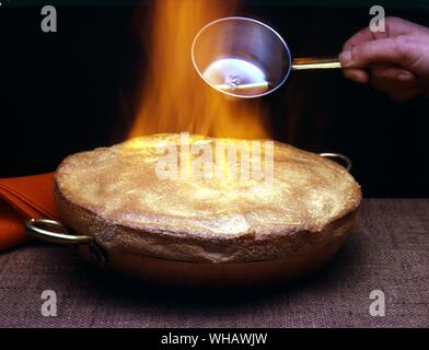 Dessert Omelette. Omelette souffleea la vanille. Vanilla souffle omelette Stock Photo