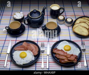 Bacon and Eggs. Ham and Eggs Stock Photo
