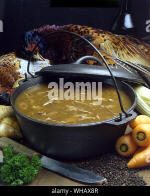 Poacher's Soup. pheasant. game soup Stock Photo