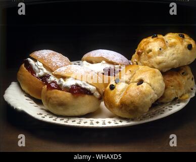 Devonshire Splits and Hot cross Buns Stock Photo