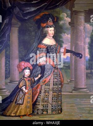 Queen Marie-Thérèse and the Dauphin by Pierre Mignard (1612-1695). The Sun King by Nancy Mitford, page 57. Stock Photo