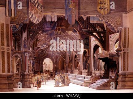 Stage model for Tannhäuser (Tannhaeuser) Set. Opera in Three Acts. Libretto and Music: Richard Wagner (1813-1883). The Dream King by Wilfrid Blunt and James Russell, page 74.. According to German legend, Tannhäuser was a knight and poet, who found the Venusburg, or subterranean home of Venus. He spent a year there worshipping Venus.. Stock Photo