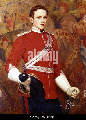 James Cecil, Viscount Cranborne (later 4th Marquess of Salisbury) in uniform of Hertfordshire Yeomanry Cavalry 1882. by Sir William Blake Richmond. Stock Photo