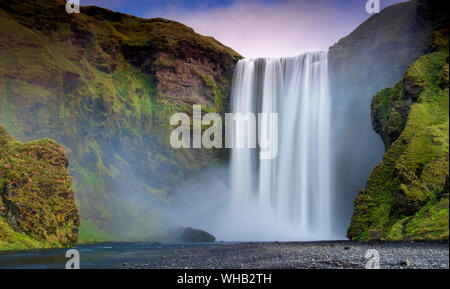 Skogafoss Waterfall, Skógar, Southern Iceland Stock Photo