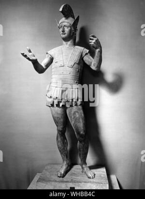Etruscan warrior (Mars of Todi} hollow-cast bronze statue 141 cm. high ...