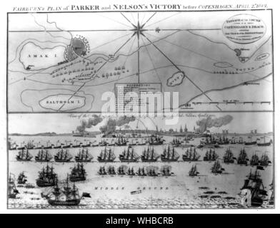 Fairburn's plan of Parker and Nelson's victory before Copenhagen April 2nd 1801 Stock Photo
