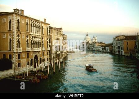 The Grand Canal with Basilica di Santa Maria della Salute on right , Venice , Italy Stock Photo