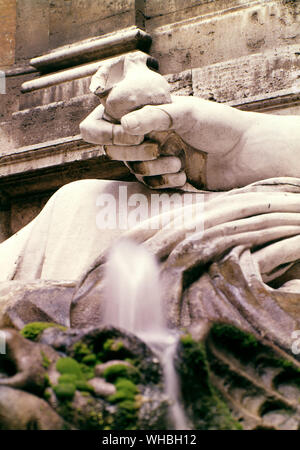 Hand detail of Marforio , in the courtyard of the Capitoline Museum , Rome , Italy . . Stock Photo