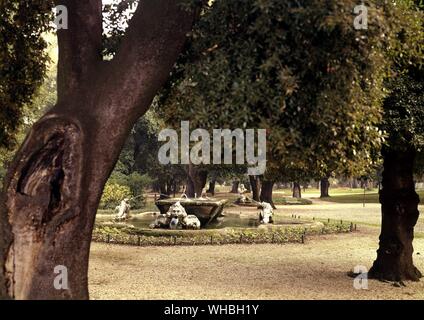 View of Fountain , Villa Borghese , in the Borghese Gardens , Rome , Italy . . Stock Photo