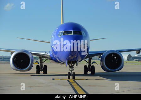 SAINT LOUIS MISSOURI- MAY 30: Southwest Airlines Boeing 737-800 Max arriving at the gate, USA on May 30, 2018 Stock Photo