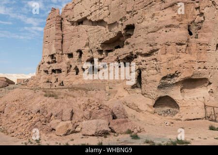 Buddhist cave temples in Bamyan, Afghanistan Stock Photo